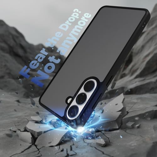 Image of RIGGEAR Shockproof Sleek Hybrid Armor Back Cover Case for Samsung Galaxy S26 Plus (Smoke Black Matte PC + Black TPU Bumper)