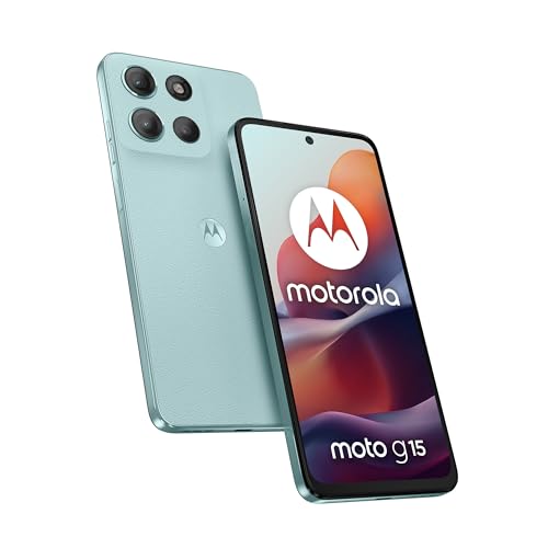 Motorola Moto g15 128 Go, Smartphone debloqué, écran 6,72, Appareil Photo 50 MP, Batterie Haute capacité 5200 mAh, Bleu Glacier, Coque de Protection et câble USB C Inclus