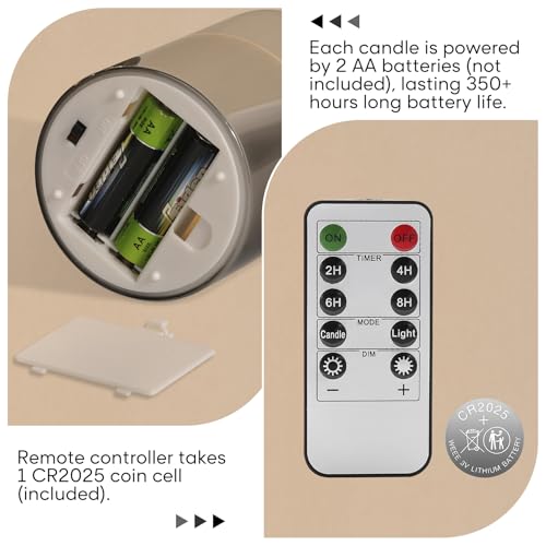 Eywamage Silver Grey Glass Flameless Flickering Candles with Remote, 3 Pack Realistic LED Fake Candles ∅ 3" H 4" 5" 6"