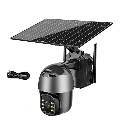 Cámara de Seguridad, Cámara de Seguridad de 5MP, cámara de videovigilancia CCTV Solar de 6W, Ranura for Tarjeta Sim 4G, cámara IP inalámbrica de Audio PTZ for Exteriores(5MP WiFi Add 128G)