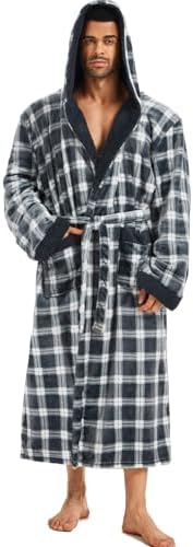 ccko Mens Robe with Hood, Big and Tall Warm Soft Plush Robes for ...