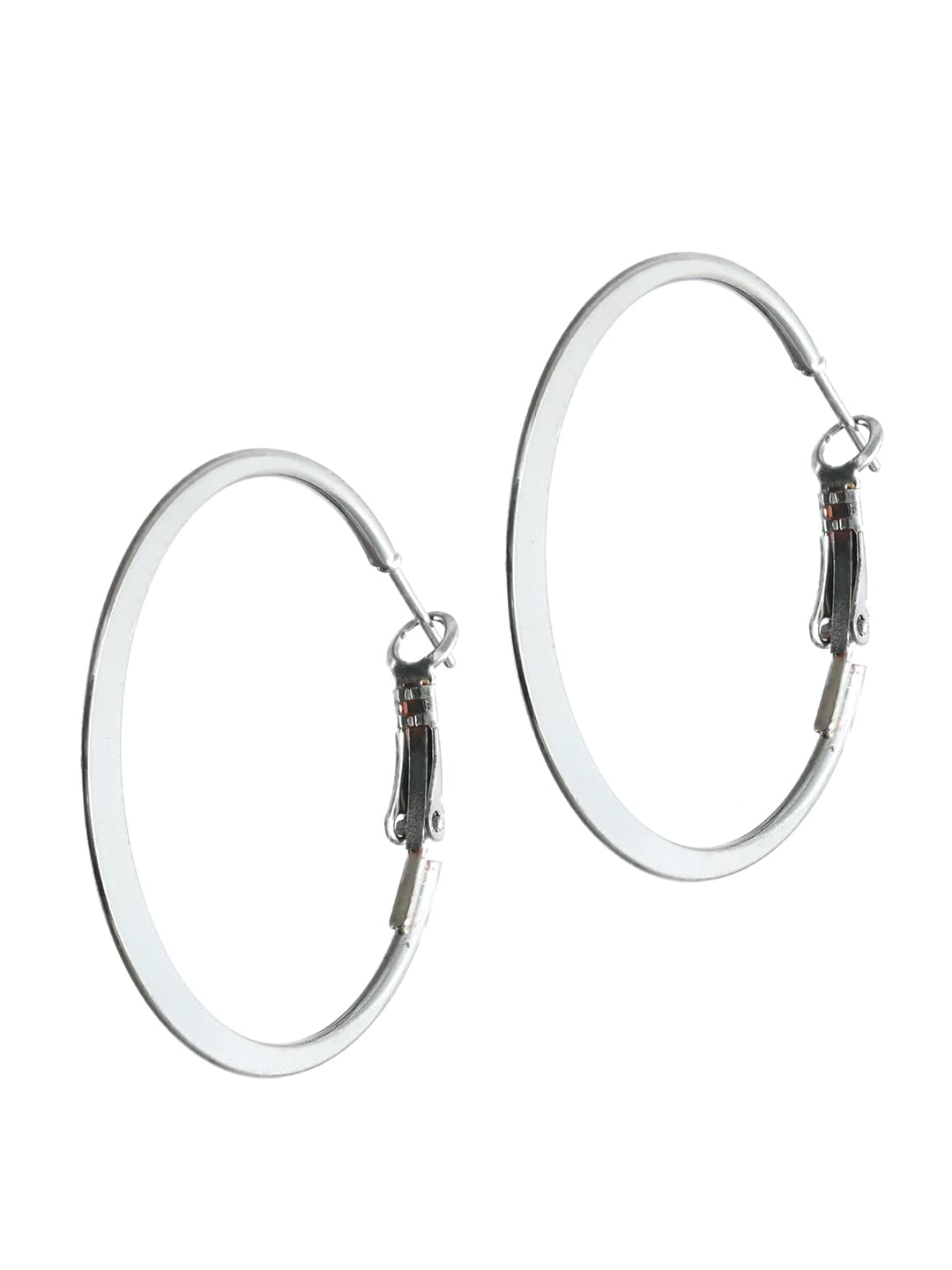 Classic Silver Plated Hoops Earrings Set of 2