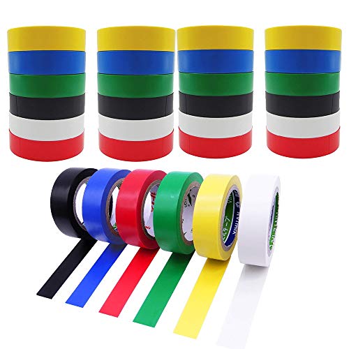 Preisvergleich Produktbild 24 Rollen Isolierband, farbbeständiger Klebstoff, UL-Zulassung, hitzebeständig, flammhemmend, wasserfestes PVC, für die elektrische Wartung