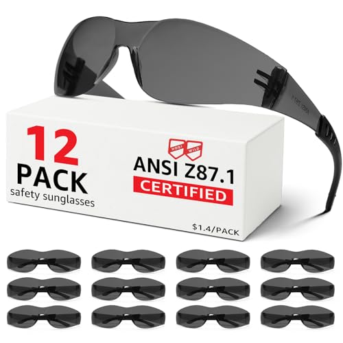 Hoqiwild ANSI Z87.1 Tinted Safety Glasses 12 Pack