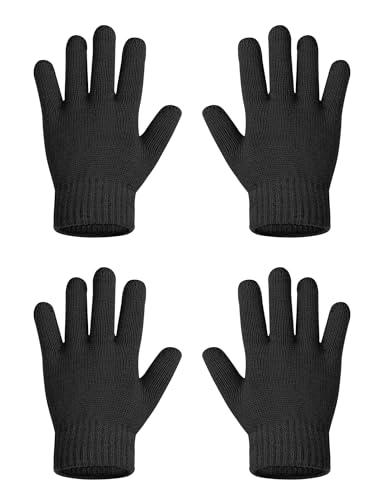 MELLIEX 2 Paare Kinder Magic Handschuhe, Vollfinger Stretch Strickhandschuhe für Jungen Mädchen Warme Kinderhandschuhe für 3-8 Jahre Alte