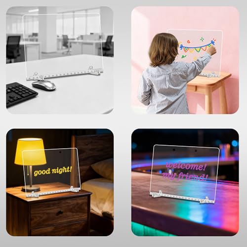 LED Note Board with 7-Color Light Modes, 13.7"X10" 7 Colors Acrylic Dry Erase Boards with Light, Include Adapter, Hanging Chain, Led Drawing Board for Kids Christmas & Birthday Gifts for Girls Boys - Image 6