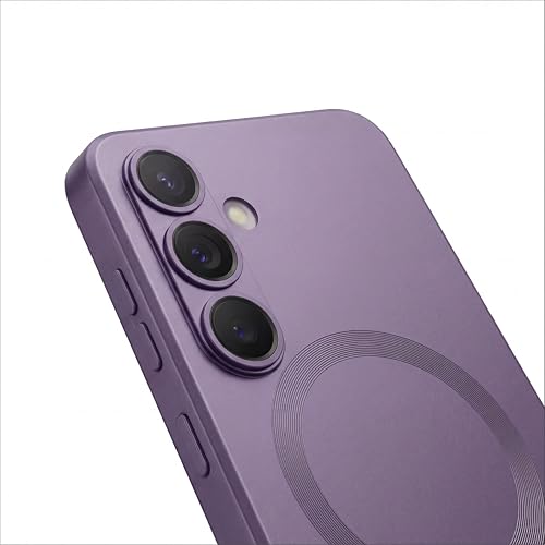 Image of amazon basics Premium Mag-Safe Case for Samsung Galaxy S25 5G | Shockproof & Anti-Scratch Cover | Soft Silicone with Wireless Charging | Camera Lens Guard - Purple