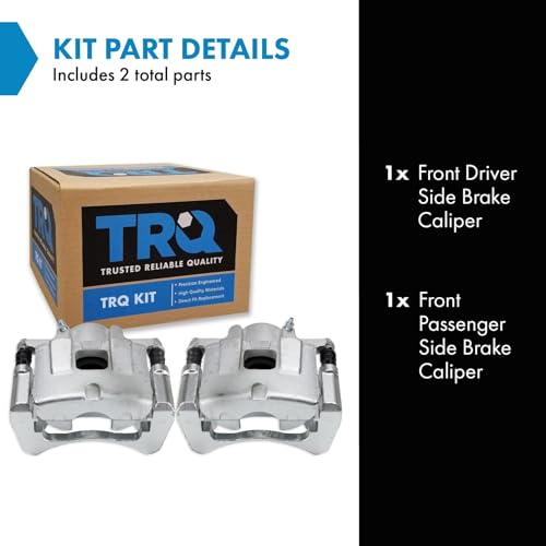 Image of TRQ Front Driver and Passenger Side Brake Caliper Set Caliper Brackets Compatible with 14-19 Jeep Cherokee with Single Piston Front Calipers 15-17 Chrysler 200 330mm Diameter Rotors