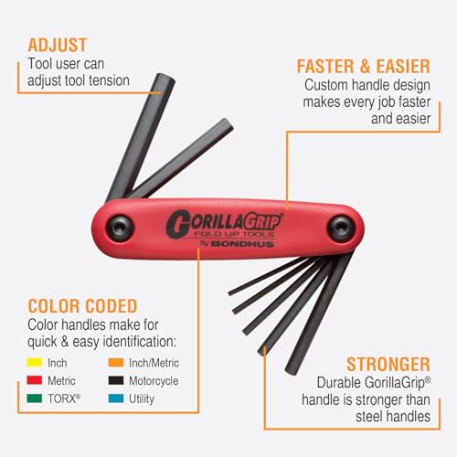 Image of Bondhus 12587 GorillaGrip Set of 7 Hex Fold-up Keys, sizes 2-8mm