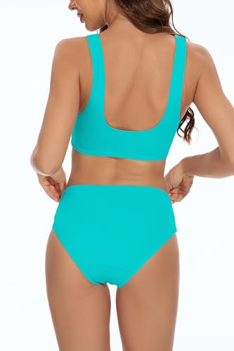 Image of Beautikini Period Swimwear Two Piece Menstrual Leakproof Sporty Bikini Sets Bathing Suit Period Swimsuit for Teen Girls