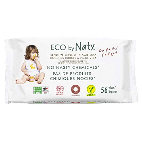 Eco by Naty Aloe Vera Baby Wipes, 672 Count (12 Packs of 56), Plant Based Compostable Wipes, 0% Plastic. No Nasty Chemicals. - Thumbnail 2