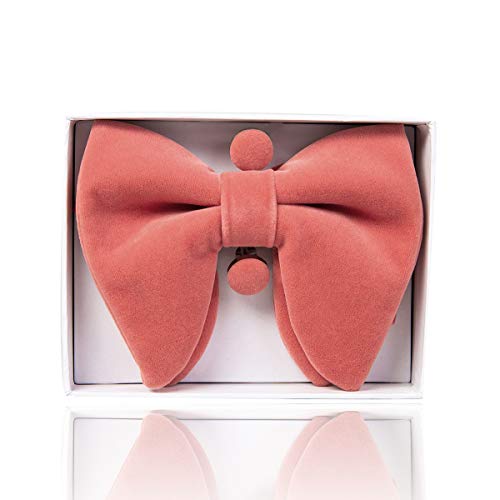 Image of GUSLESON Mens Solid Plaid Velvet Pre-tied Adjustable Bow Tie and Pocket Square Cufflink Set with Gift Box