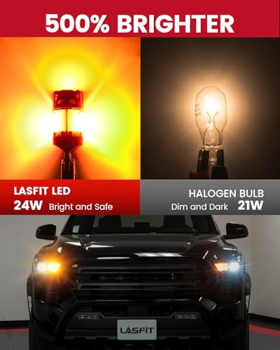 Image of LASFIT 7440 7443 LED Bulb Amber Built in Resistor Anti Hyper Flash Canbus 7443 Front Rear Turn Signal Lights with Fan 7444na 7441 7444 7440NA W21W WY21W Bulbs No Load Resistor Need(Pack of 2)