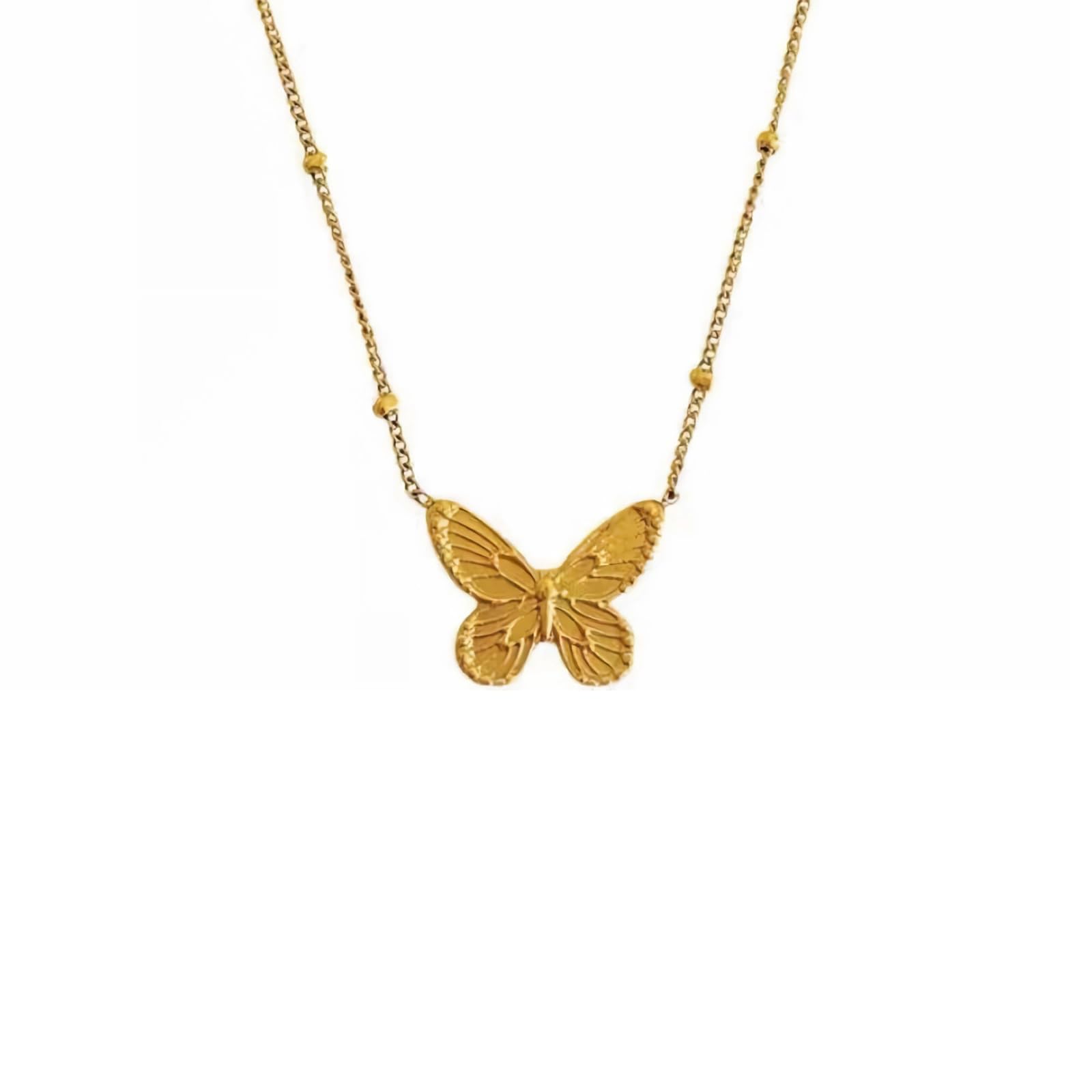 Eseres Butterfly Necklace Dainty Gold Necklace for Women 18K Gold Chain Necklace Minimalist Jewelry for Daily Wear, Brass, No Gemstone