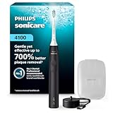 Philips Sonicare 4100 Rechargeable Electric Toothbrush, Advanced Plaque Removal, Pressure Sensor, Includes Brush Head Case, Black BD5003AZ