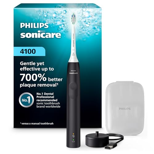 Philips Sonicare 4100 Power Toothbrush, Black, Plus Brush Head Ca...