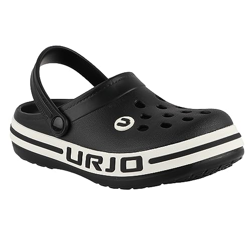 URJO Streak Kid's Clogs/Sandals with Adjustable Back Strap Ultra Soft & Flexibility Anti Skid Comfortable Waterproof Daily Mules Clogs/Sandals Boy's & Girl's Kids_Streak-Nero_9
