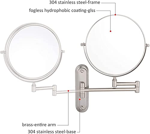 Miroir cosmétique mural double face réglable pour application de précision