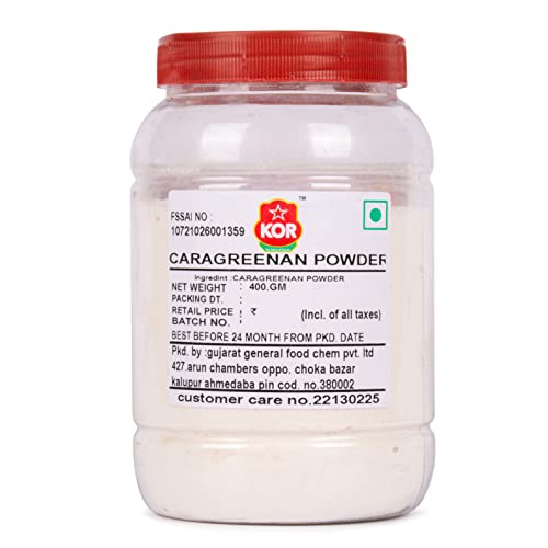 KOR Carrageenan Powder – 400g (Pack of 1) / Veg Jelly Powder/Made for Milk-Based & Water-Based Applications/Natural Thickener for Ice-Cream & Jellies