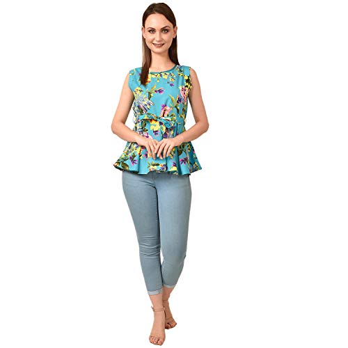 Image of Women's Sleeveless Peplum Top with Waist Tie Belt