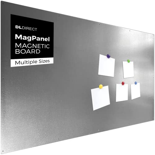 Magnetic Wall Board for Office & Home: Large Bulletin Board, Magnetic Board in 3 Finishes Incl. White Erase Board Wet Erase Decorative Whiteboard for Wall -Better than Large Cork Board- Silver 24"x48â€