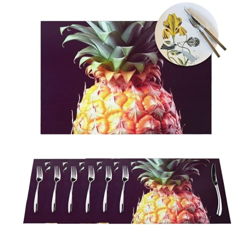 Sets de table PVC motif ananas, parfaits pour protéger la table des enfants pendant le dîner - 2