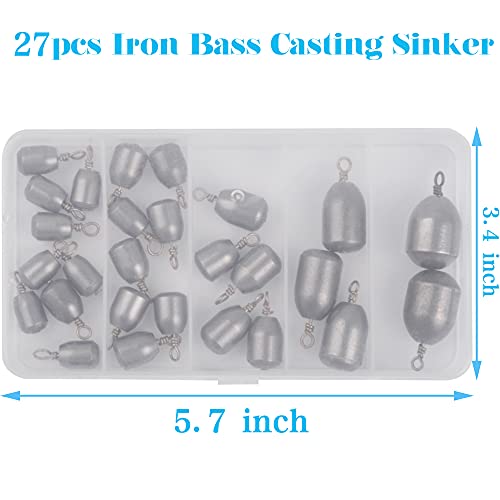 Fishing Weight Sinker - 27/62Pcs Bass Casting Sinker Weight Bell Sinker Iron Fishing Weight Sinker With Ring Water Drop Sinker Weight For Saltwater Freshwater Fishing #TOP6