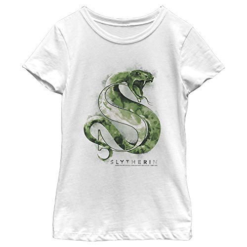 Harry Potter Girl's Slytherin Mystic Wash T-Shirt, White, Medium
