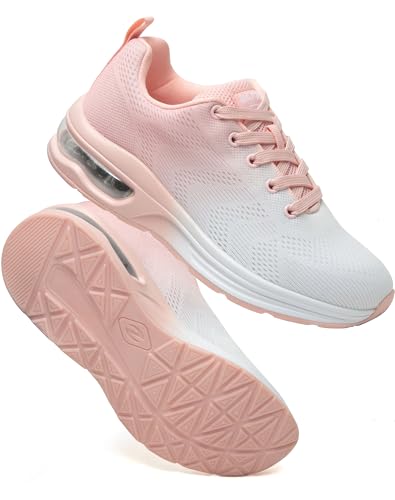 Baskets Femme Chaussures De Course avec Coussin D’Air Amortissantes Sport Sneakers Légères Respirantes Antidérapantes pour Running Marche Fitness Et...