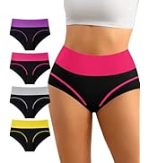 YDQ Women's High Waisted Cotton Underwear Tummy Control Underwear Stretch Soft Full Coverage Brie...