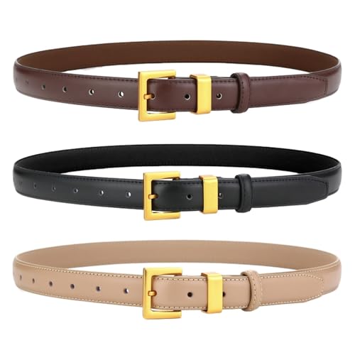 Women's leather belt jeans gold needle buckle women's belt 2.4cm women's belt black2