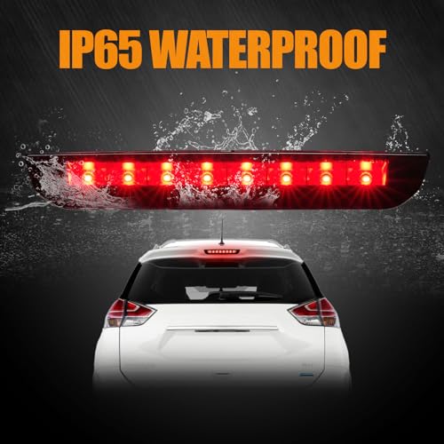 Image of Third 3rd Brake Light LED for 2014-2019 Nissan Rogue, High Mount Rear Brake Lights Assembly for 14-19 Nissan Rogue, Waterproof Center Cab Lamp Stop Light (Black)