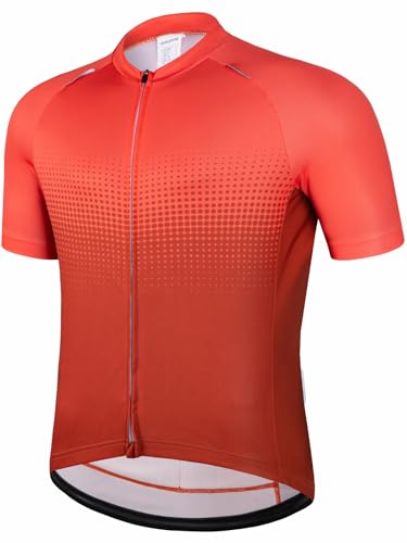 qualidyne Camisa de ciclismo masculina manga curta com zíper completo com 4 bolsos