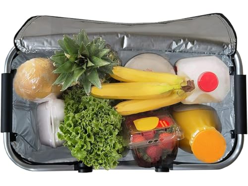 Przydasie - Kühltasche Groß 43x23x21 cm - Isolierte Picknickkorb Thermo mit Aluminiumrahmen - Kühlkorb für Büro, Camping und Reisen - Isoliertasche - Einkaufskorb Isoliert - Schwarz