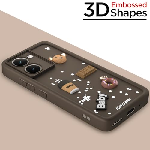 Image of Pikkme Back Cover for Realme P3 Ultra 5G | Cute Fun Cartoon 3D Bear Silicone Full Body Protection Bumper Case (Brown)