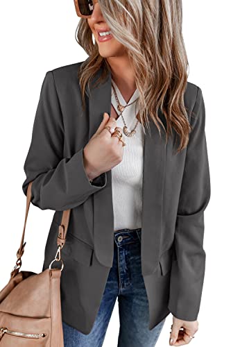 Vnk Womens Casual Blazers Business Blazer Jacket Fashion Ladies Suit Jacket Woman Petite Long Sleeve Work Office Blazer Gery Small #TOP2