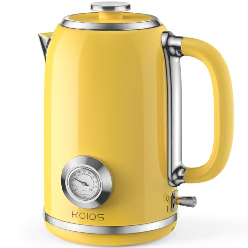 Image of KOIOS Electric Kettle 1.8L with Built-in Temperature Gauge, Retro Design | 1500W Hot Water Tea Pot for Boiling Water, Stainless Steel Interior, Auto Shut-Off & Boil Dry Protection, Drip-free Spout