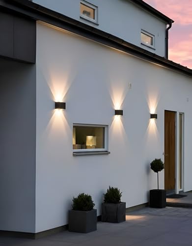 Image of Outdoor Up Down LED Wall Light | IP65 Waterproof Aluminium Body with Warm White Glow | Durable Exterior Wall Lamp for Garden Balcony Gate Garage Entrance | 2-Ray up 2 Ray Down- Pack of 1