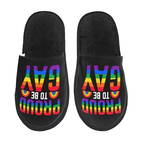 Proud To Be Gay Slippers For Women Men Cozy Indoor And Outdoor Slip On Slippers Fuzzy House Shoes