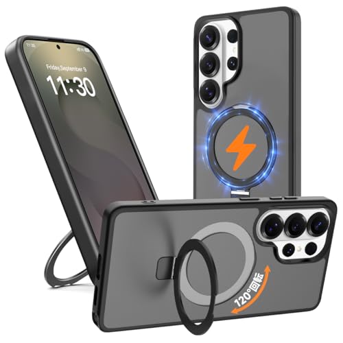 【 米軍MIL規格・Magsafe対応】Galaxy S26 Ultra 用 ケース Magsafe対応 ワイヤレス充電フリップスタンド機能 縦横両対応 スマホケース ギャラクシーS26 ウルトラ 米軍規格 耐衝撃 半透明 マット感 マグセーフ 防指紋 リング マグネット搭載 ぐーくるぴくせる Galaxy S26 Ultra カバー「ブラック」JCJCLY-GALS26UCASE