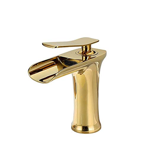 Robinet de lavabo cascade en laiton avec commande mitigeur fluide unique