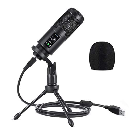 USB Microphone for Computer, Gaming Microphone with Tripod Stand, 192KHZ/24BIT PC Condenser Microphone for Recording Streaming YouTube Zoom Podcasting, Compatible with Windows Mac OS PS4
