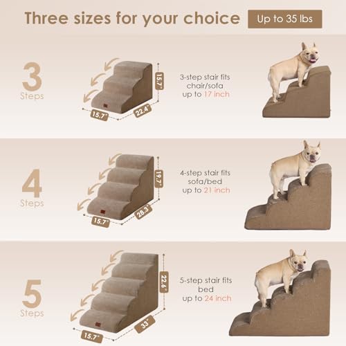 image for EHEYCIGA Curved Dog Stairs Ramp for Small Dogs 15.7