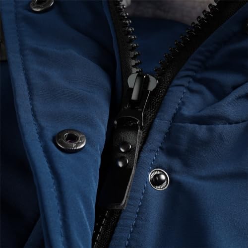 YYNUDA Damen Winterparka Dicker Warm Lang Wintermantel mit Fellkapuze Winter Jacke Outdoor Jacke für Winter Navy blau L