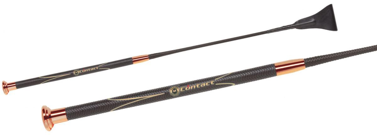 Cravache de saut d'obstacles Fleck Contact avec grip or rose 60cm