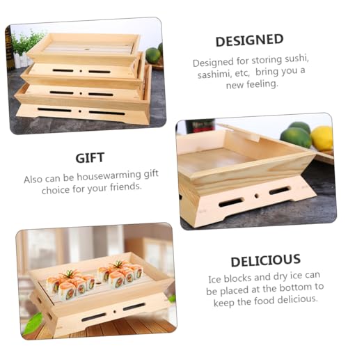 Bandeja de sushi japonesa de plástico beige miniatura 5