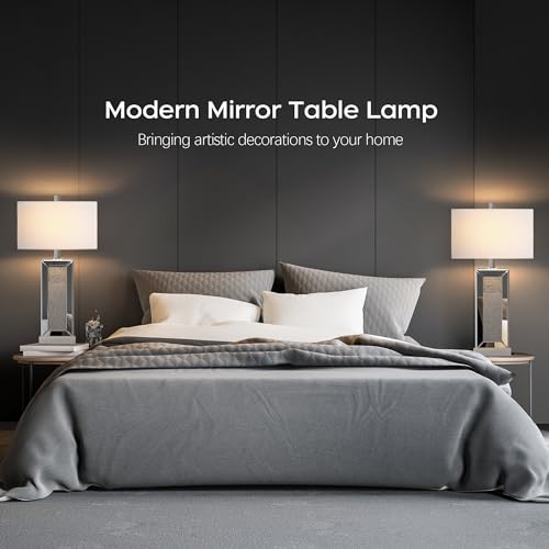 Partphoner STR-DL-0191 Modern Table Lamp Set Of 2 Touch Control, Silver Mirror Diamond Crystal Bedside Lamp thumb #5