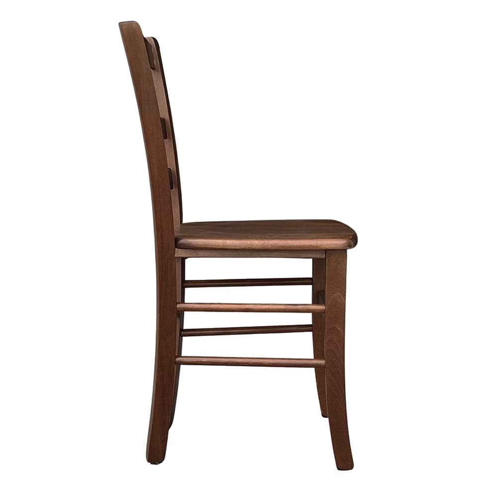 OKAFFAREFATTO MADDALONI Silla de comedor rústica nogal oscuro con asiento de madera maciza