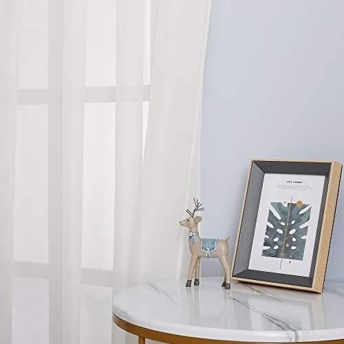 Image of NICETOWN Sheer Window Curtain Drapes for Kitchen, Grommet Voile Sheer Solid Curtain Panels Lightweight & Airy Window Treatment for Flat, Beige, W54 x L54, Sold by 1 Pair