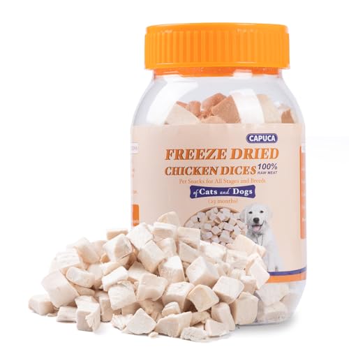 capuca Freeze Dried Chicken Breast for Cats & Dogs – High Protein Training Treats, Single Ingredient, Easy to Digest, Healthy Pet Snacks,Grain Free (4oz)